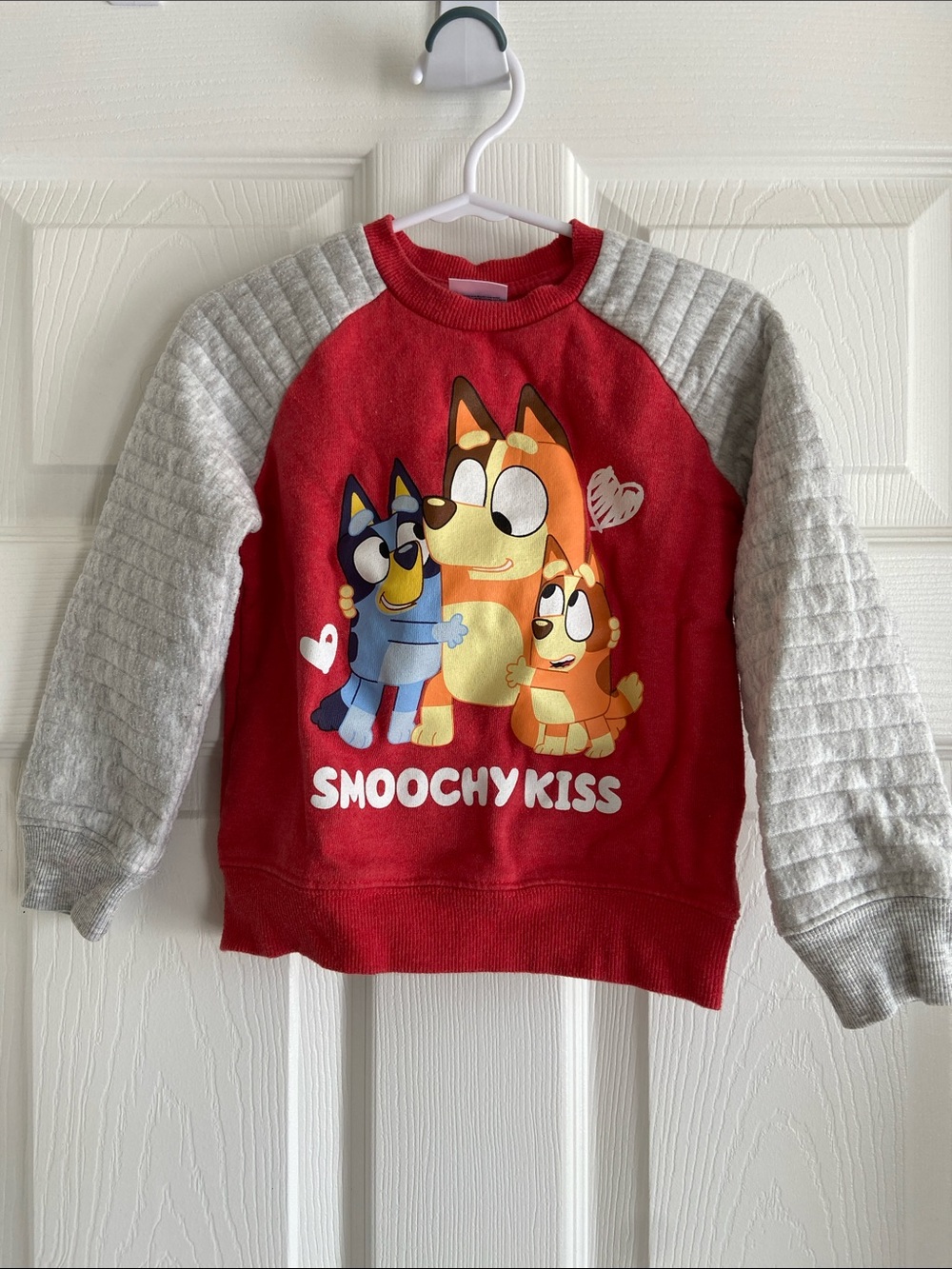 Bluey Graphic Sweatshirt with Gray Quilted Sleeves